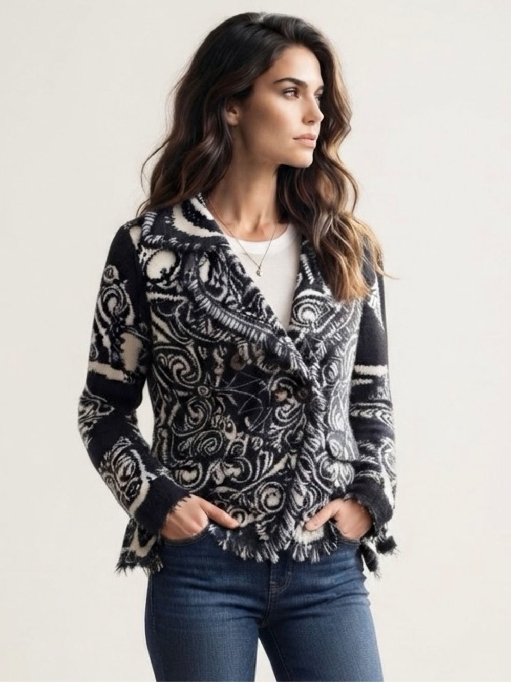 Free People Patterned Cardigan Sweater Size XS